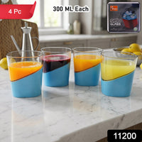 Set of four modern plastic selo glasses with durable build