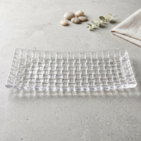 Clear 11 inch glass tray for serving fruit, dessert and starters