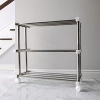 Side profile of rust-resistant stainless steel shoe storage rack