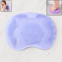 Purple silicone bath massage cushion with suction cups for foot scrubber mat