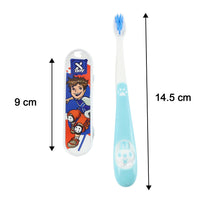 Kids toothbrush with ergonomic cartoon handle and soft bristles