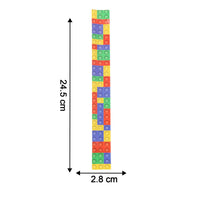 Colorful snap slap bracelet beside ruler showing size for kids