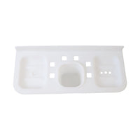 Collection of versatile plastic soap dishes in various bathroom and kitchen settings.