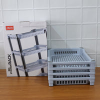 Compact Apex 4-layer plastic storage rack placed in a modern kitchen environment