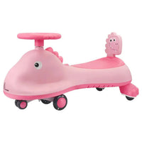 Pink shark themed twist car for indoor and outdoor play