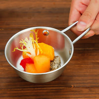 Small stainless steel tadka pan close-up detail