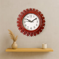 Detailed shot of the easy-to-read clock face with its protective clear cover and silent movement.