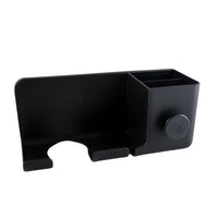 Wall mounted hair dryer stand with organizer shelf in dressing area