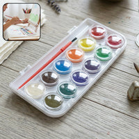 Compact 12-shade watercolor paint set for children and beginners