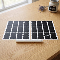 Decorative chalkboard label set with marker for organizing