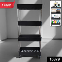Space-efficient movable storage trolley with caster wheels for easy mobility