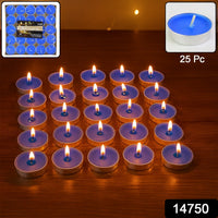 Close-up of mix color scented tea light candles arranged for festive decoration