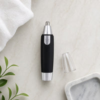 Detailed close-up image of the ear and nose hair trimmer's cutting head.