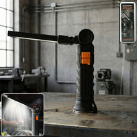 Rechargeable LED work light with adjustable head and magnetic base for hands-free use