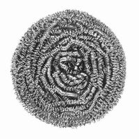 Another angle of the durable round stainless steel scrubber, highlighting its robust construction.