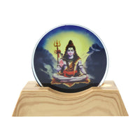 Lord Shiva LED night lamp showing 3D creative design with wooden base