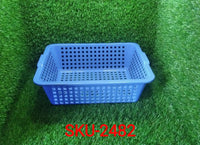 Plastic fruit and vegetable basket, a practical addition to any Indian kitchen.