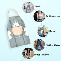 Front view of cartoon animal kitchen apron with adjustable strap
