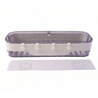 Space-saving bathroom storage rack with integrated hanging hooks