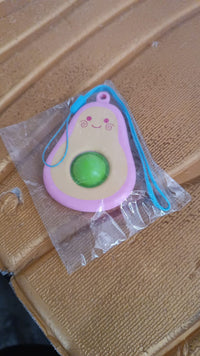 Cute Avocado-Shaped Mini Push Pop Keychain Toy with Strap (1 Pc)