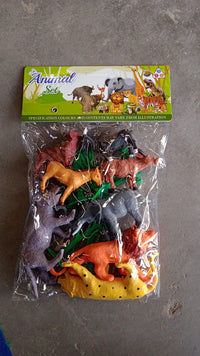 Detailed view of plastic wild animal figures from educational Animal Kingdom toy set