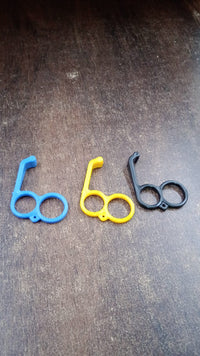 Close-up of hook-style plastic mobile holder stand with universal fit