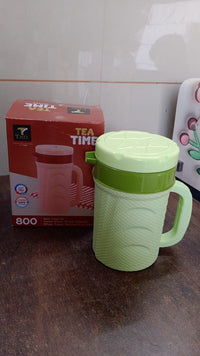 Plastic exterior of insulated thermos flask designed for lightweight and travel use