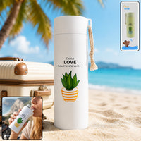 450ml borosilicate glass water bottle with bamboo lid, ideal for travel.