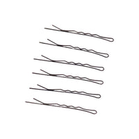 Multiple medium black hair bobby pins arranged together
