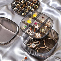 Clear jewellery storage box with dividers for rings and studs