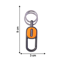 Close-up of the durable metal texture of the heavy-duty keychain