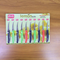 Detailed view of stainless steel lemon knife blade with serrated edge for smooth cutting
