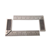 Precision measurement using metal try square ruler to check right angles accurately
