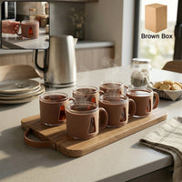 Single ceramic round tea cup with comfortable handle, highlighted for style