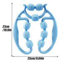 Body massage roller displayed with product dimensions labelled