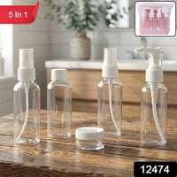 Refillable transparent travel cosmetic bottles and cream jar for toiletries