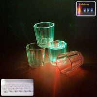 LED light-up shot glass set with glowing multi-colour lights