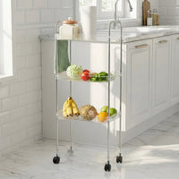 Storage trolley showing four spacious layers and smooth wheels