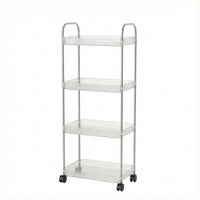 Compact multipurpose storage trolley with four layers and wheels